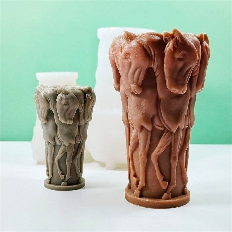 Resin Art Sculptures - แม่พิมพ์ซิลิโคนรูปขี้ผึ้งรูปปั้นม้าฝูงม้าเทียนรูปสัตว์ทำจากถั่วเหลืองจำลองรูปปั้นม้าทำจากยิปซั่มแม่พิมพ์เรซิน