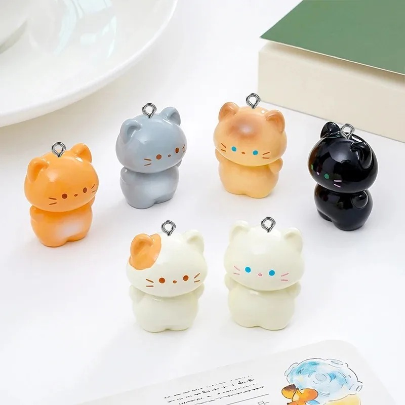 Resin Art Pendant - ชุด 10 ชิ้น จี้เรซินรูปแมวซิมายีส์ 3D แบบตั้งได้