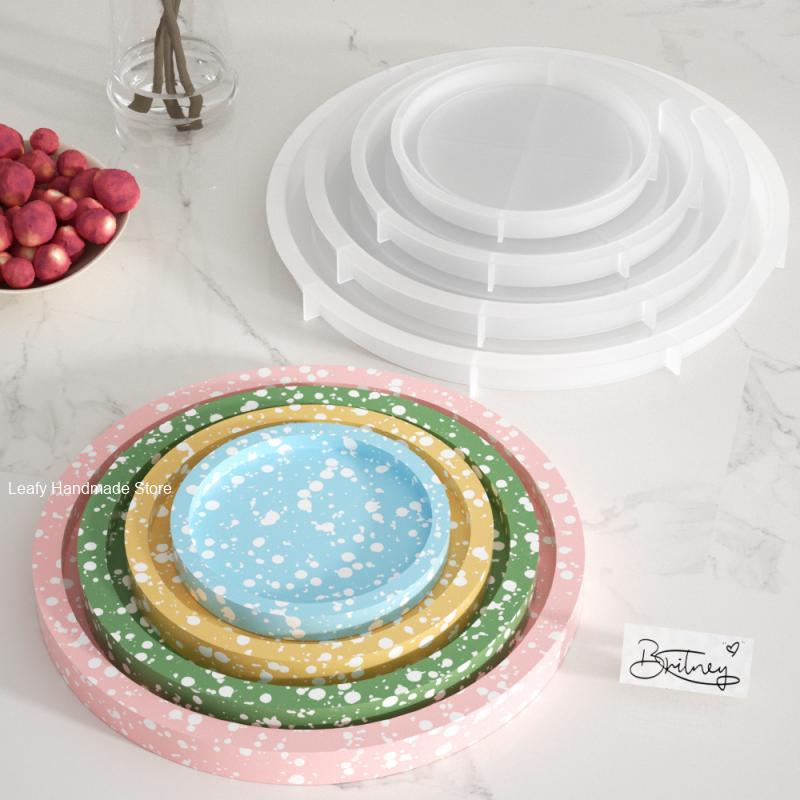 Coaster Mold Square - แม่พิมพ์ซิลิโคนถาดรองจัดเก็บเครื่องประดับทรงกลม4ประเภทแม่พิมพ์สำหรับทำถาดรองแก้วแบบ DIY แม่พิมพ์สำหรับตกแต่งบ้าน