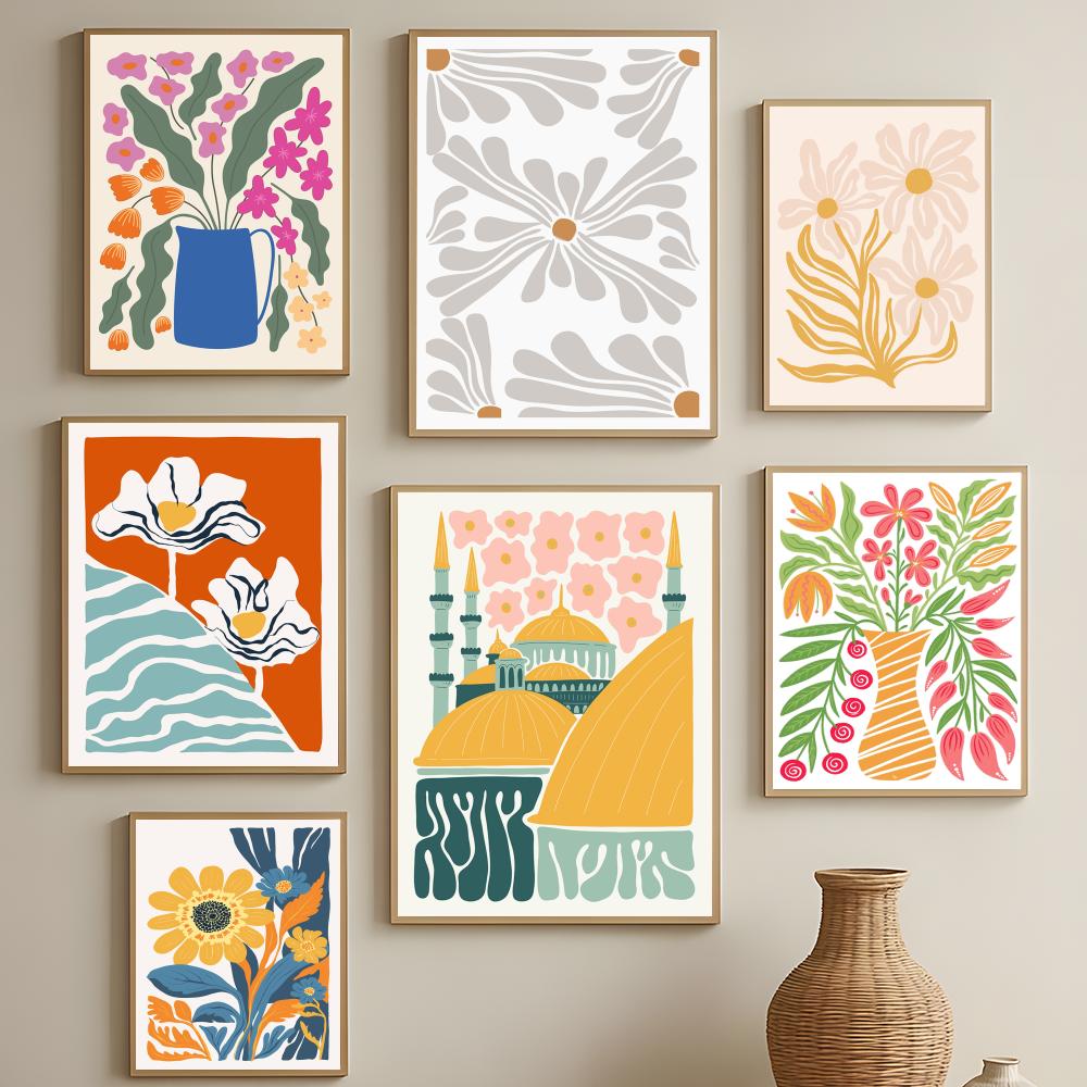 Resin Art Easy - ภาพศิลปะสัตว์และดอกไม้สไตล์โมเดิร์นเรียบง่าย โปสเตอร์ HD แบบมีกาวในตัว กันน้ำ ติดตั้งง่าย