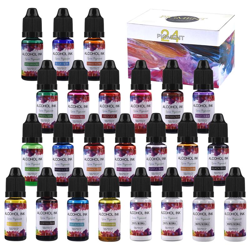 Resin Dye Opaque - 24สี/ชุด10Ml Resin Pigment Art หมึกแอลกอฮอล์สีหมึก Diffusion