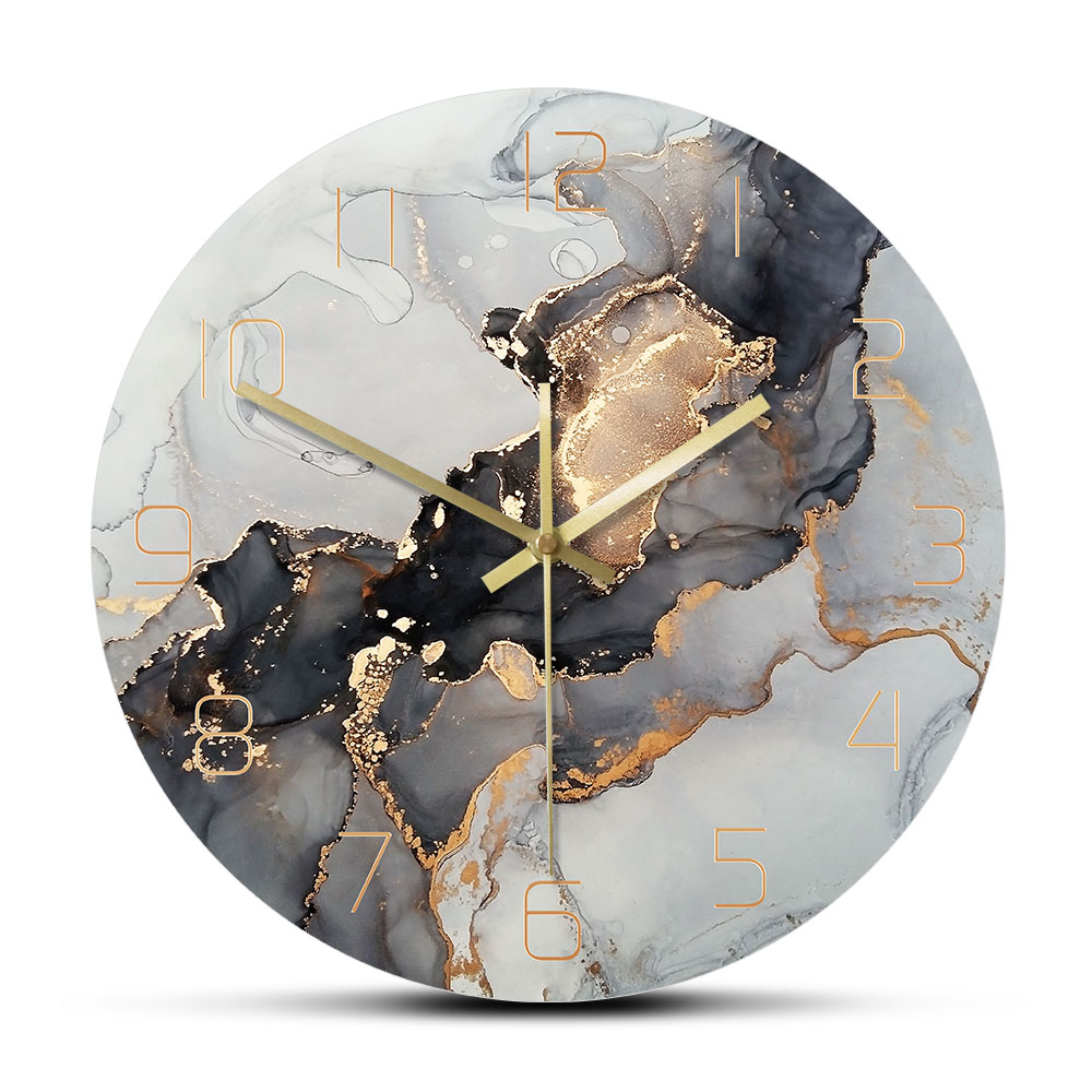 Resin Art Wall Clock - บทคัดย่อแอลกอฮอล์หมึกพิมพ์นาฬิกาModern Art Marble Textureเงียบนาฬิกาควอตซ์สีน้ำภาพวาดตกแต่งบ้านผนังนาฬิกา