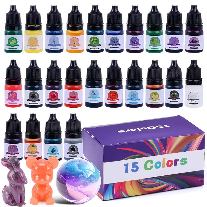 Resin Dye Opaque - สีผสมเรซิ่นอีพ็อกซี่ 24 สีสดใส สีผสมเรซิ่นอีพ็อกซี่ชนิดน้ำเข้มข้นสูง สีผสมเรซิ่นโปร่งแสงสำหรับงานศิลปะ DIY