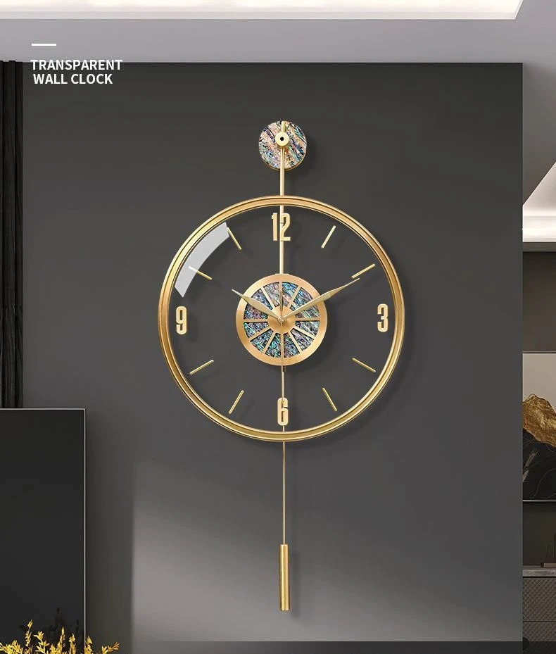 Resin Art Wall Clock - โลหะผสม Seashell Wall นาฬิกาเงียบ Modern Luxury