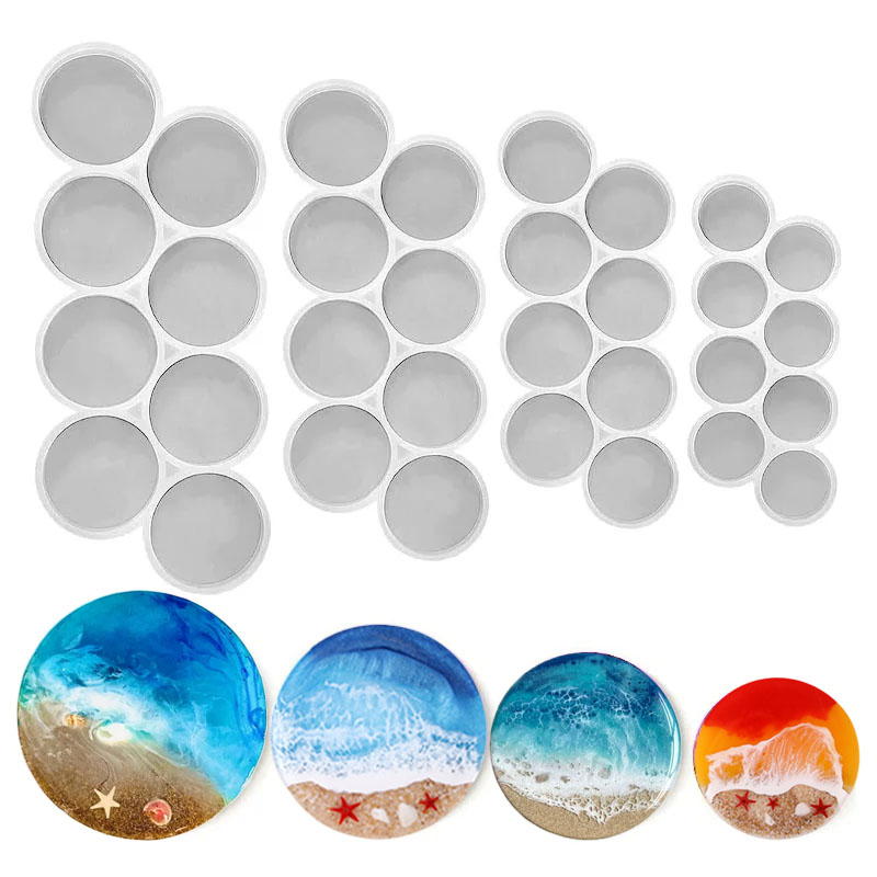 Resin Art Tools - แม่พิมพ์ซิลิโคนวงกลมขนาด 1.25-2 นิ้ว สำหรับเรซิ่น จี้เครื่องประดับ พวงกุญแจ