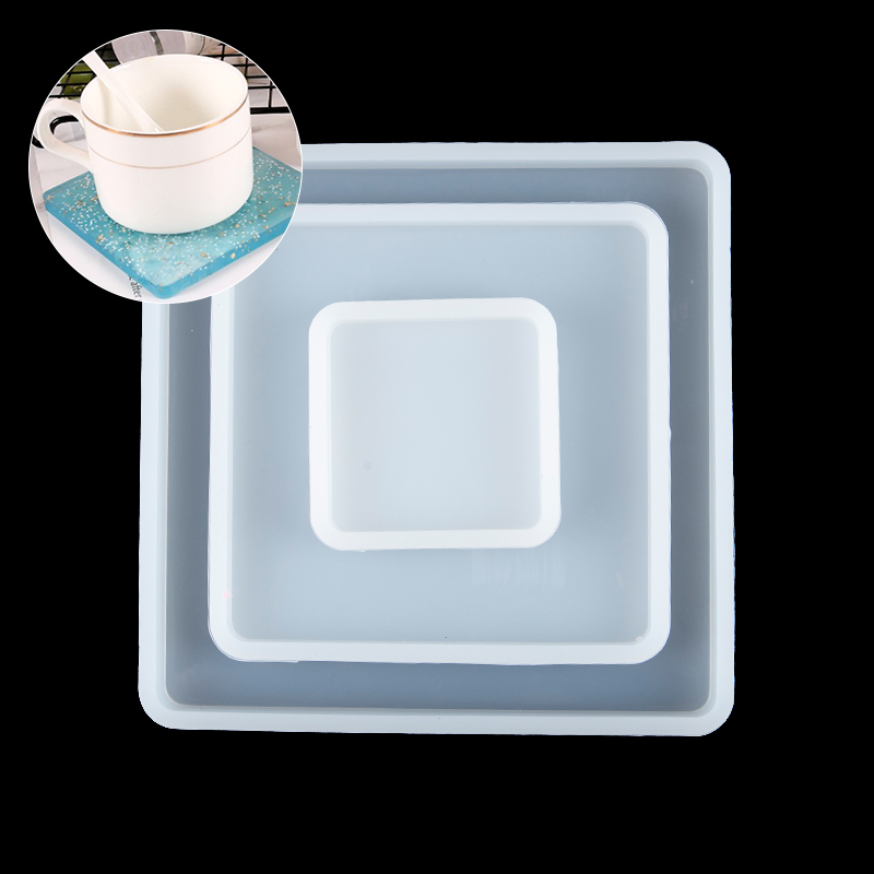 Coaster Mold Square - แม่พิมพ์ซิลิโคนทรงสี่เหลี่ยมสำหรับทำถาดเรซิ่น DIY แม่พิมพ์เครื่องประดับ