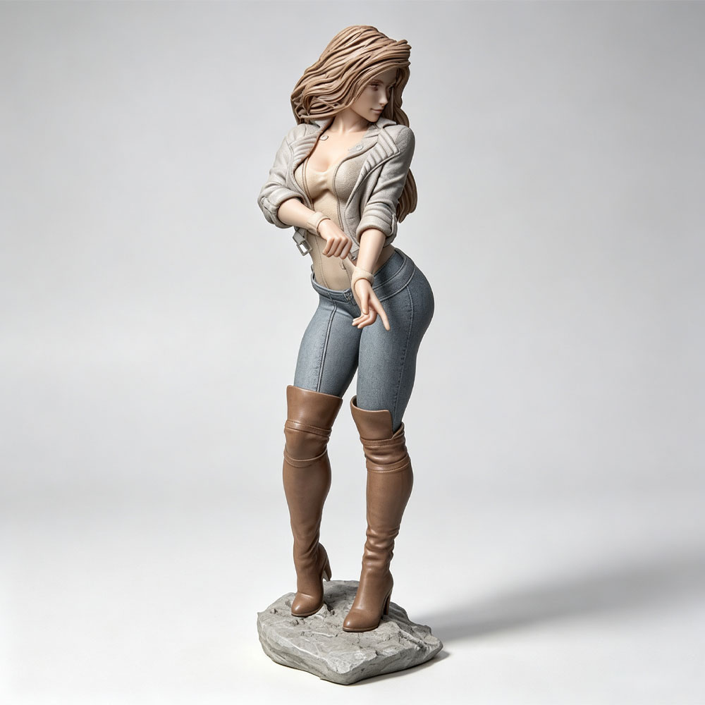 Resin Art Sculptures - โมเดลตัวละครหญิงที่สมจริงและทันสมัยขนาด 1/24, ชุดโมเดลเรซินขนาดเล็ก, โมเดลรูปปั้นสีเทาที่พิมพ์ 3 มิติแบบ