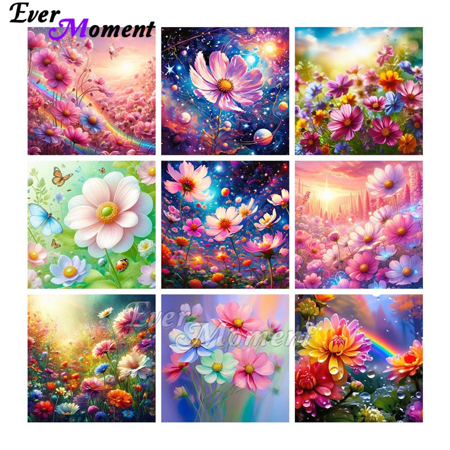 Resin Art Pouring - Pourred กาว 5D AB เพชรภาพวาดชุดดอกไม้ที่สวยงามภูมิทัศน์โมเสคเย็บปักถักร้อยความงามตกแต่งห้อง ASF2893