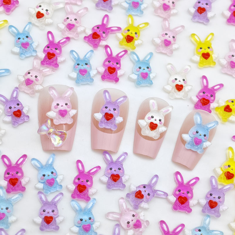 Resin Art Decor - อุปกรณ์ตกแต่งเล็บลายการ์ตูนกระต่ายน่ารักใหม่ - กระต่ายหูยาวสำหรับตกแต่งเล็บ