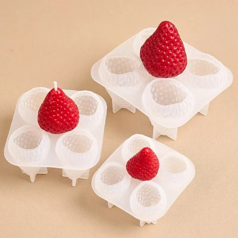 Resin Art Heat Gun - แม่พิมพ์เทียนซิลิโคนลายสตรอว์เบอร์รี 3D รุ่นใหม่ 2026 สำหรับงานฝีมือ DIY