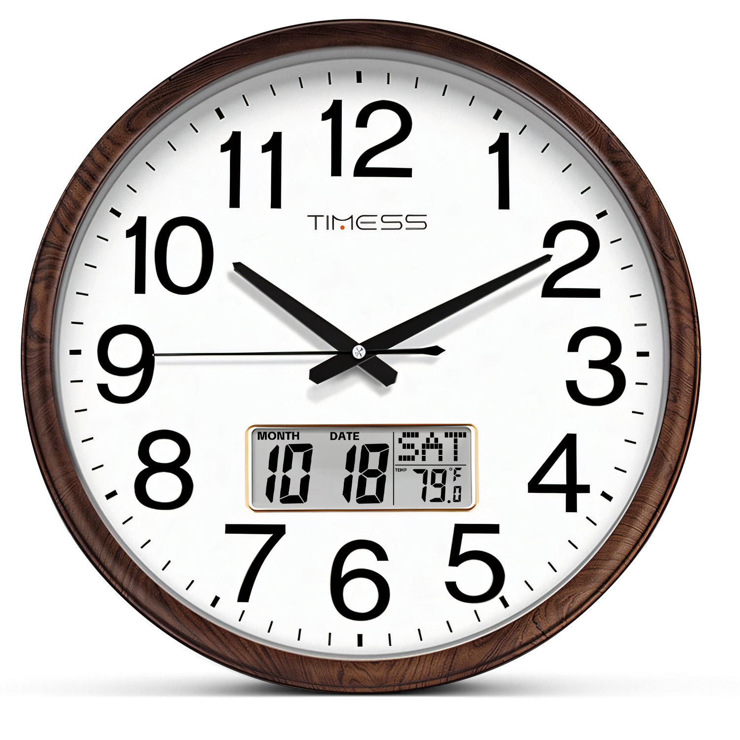 Resin Art Wall Clock - นาฬิกาแขวนผนังลายไม้ TIMESS ขนาด 13 นิ้ว, ปฏิทินถาวร,