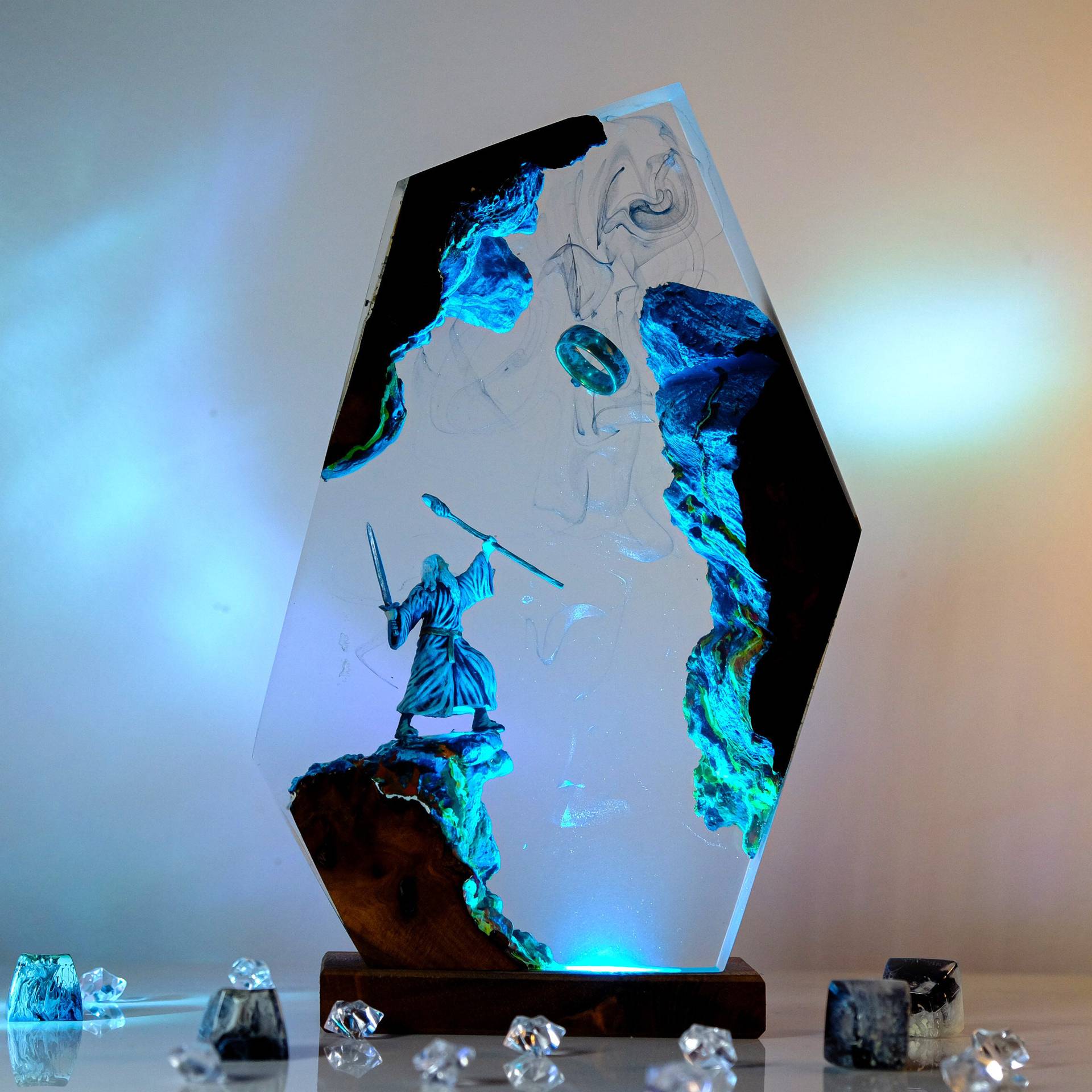 Resin Art Anime - โคมไฟเรซิ่นรูปฉากภาพยนตร์ แหวนมหัศจรรย์ แสงสีสันสวยงาม ไฟกลางคืน ตกแต่งบ้าน สไตล์ศิลปะสร้างสรรค์