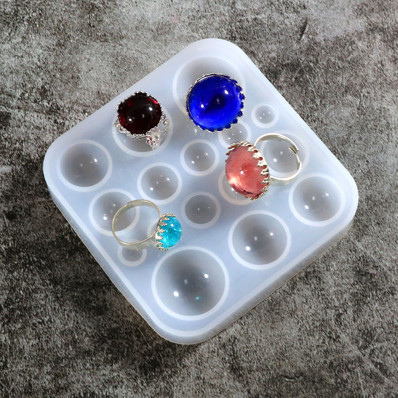 Resin Art Tools - แม่พิมพ์ซิลิโคนเรซิน, แม่พิมพ์ซิลิโคนรูปทรงครึ่งวงกลมสำหรับอัญมณี, เครื่องมือหล่อแบบทรงกลมหลายขนาด, อุปกรณ์/เครื่องมือสำหรับงานเครื่องประดับ