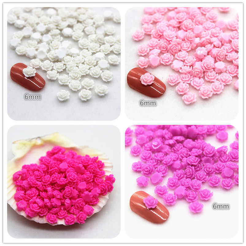 Resin Art For Rose - 100pcs 6mm เรซิ่น MINI Rose ดอกไม้