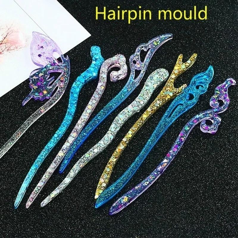 Resin Art Tools - แม่พิมพ์ซิลิโคนใสแบบใหม่สำหรับทำเครื่องประดับผมเรซิ่น DIY แม่พิมพ์เรซิ่นอีพ็อกซี่สำหรับตกแต่งผมผู้หญิง