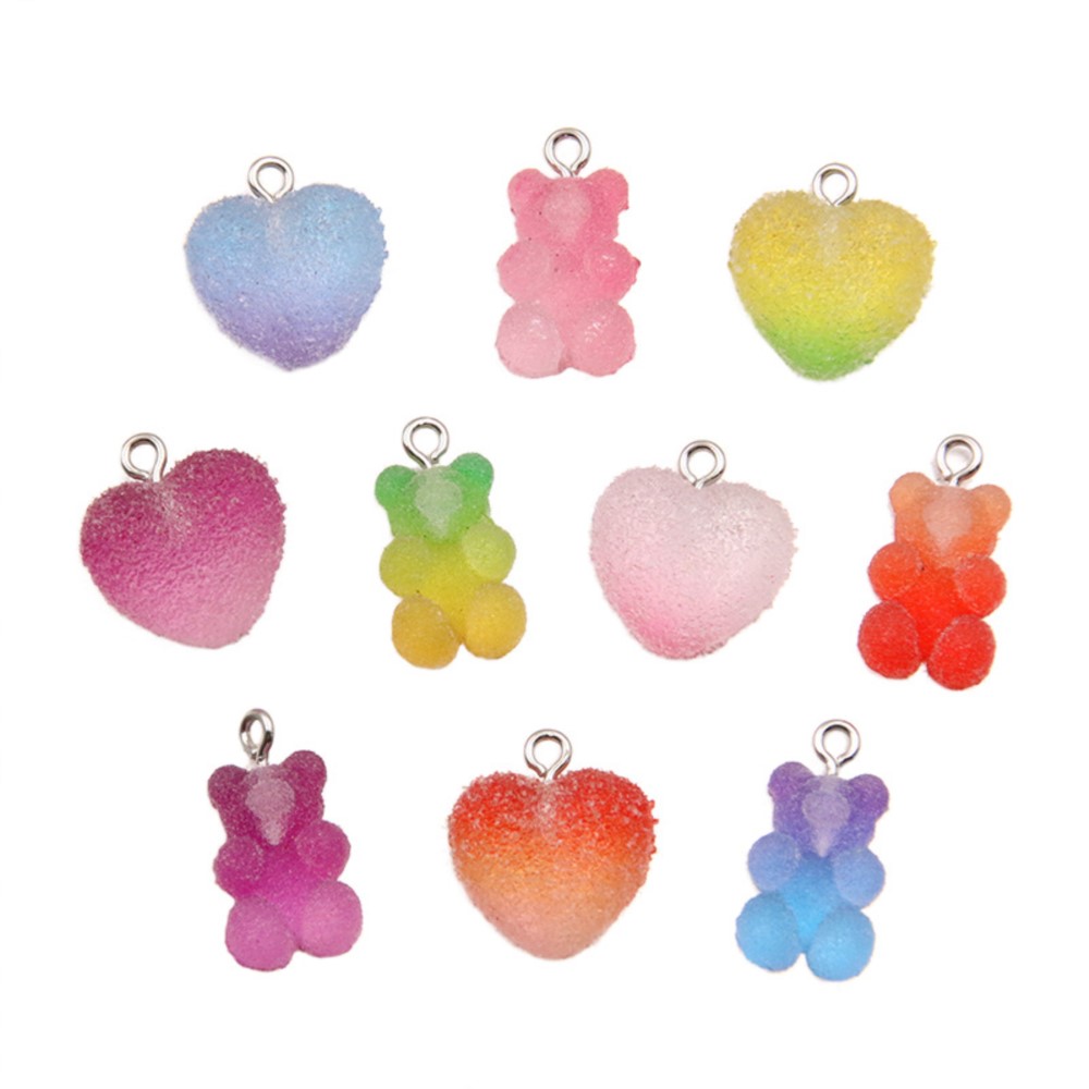 Resin Art Calligraphy - 20 ชิ้นGradientสีCandyเรซิ่นหมีStar Heart Charmsจี้สําหรับพวงกุญแจDIYสร้อยคอต่างหูเครื่องประดับทําอุปกรณ์