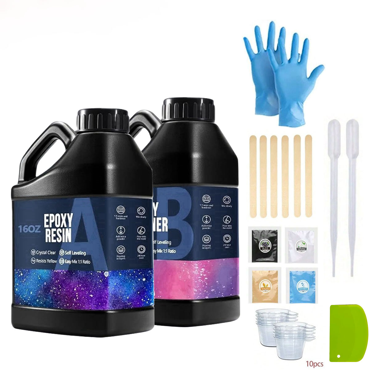 Resin Art Easy - ชุดเรซิ่นอีพ็อกซี่ใส 1000 มล. ไม่เหลือง ไม่มีฟองอากาศ เรซิ่นสำหรับงานศิลปะ