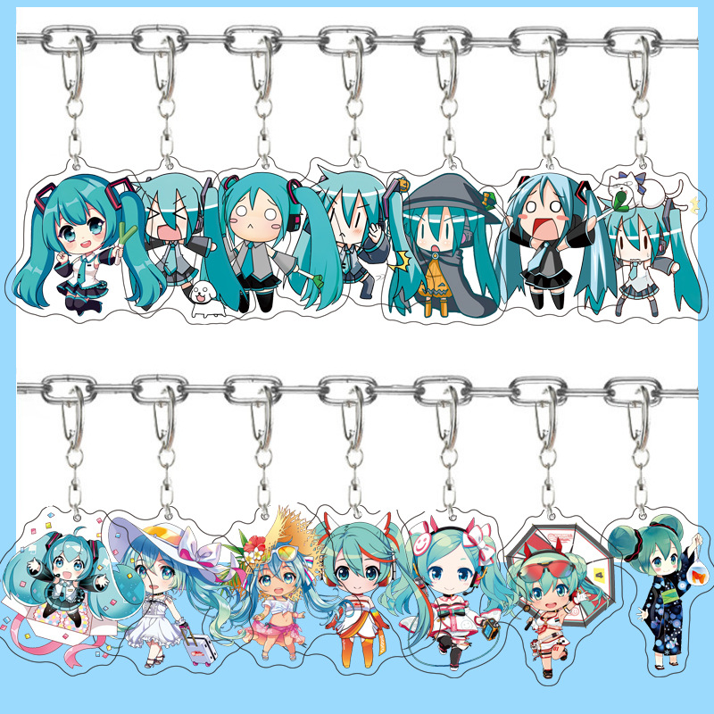 Resin Art Anime - พวงกุญแจอะคริลิกน่ารักลายฮัตสึเนะ มิกุ ของสะสมจากอนิเมะ เหมาะสำหรับเป็นของขวัญสำหรับเพื่อน คู่รัก หรือตกแต่งกระเป๋าและรถยนต์