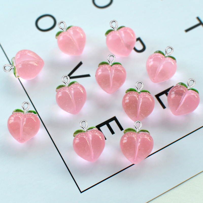 10 ชิ้น จี้เรซิ่นรูปพีชใสแบบแบ - Resin Art Pendant บทวิจารณ์และราคา