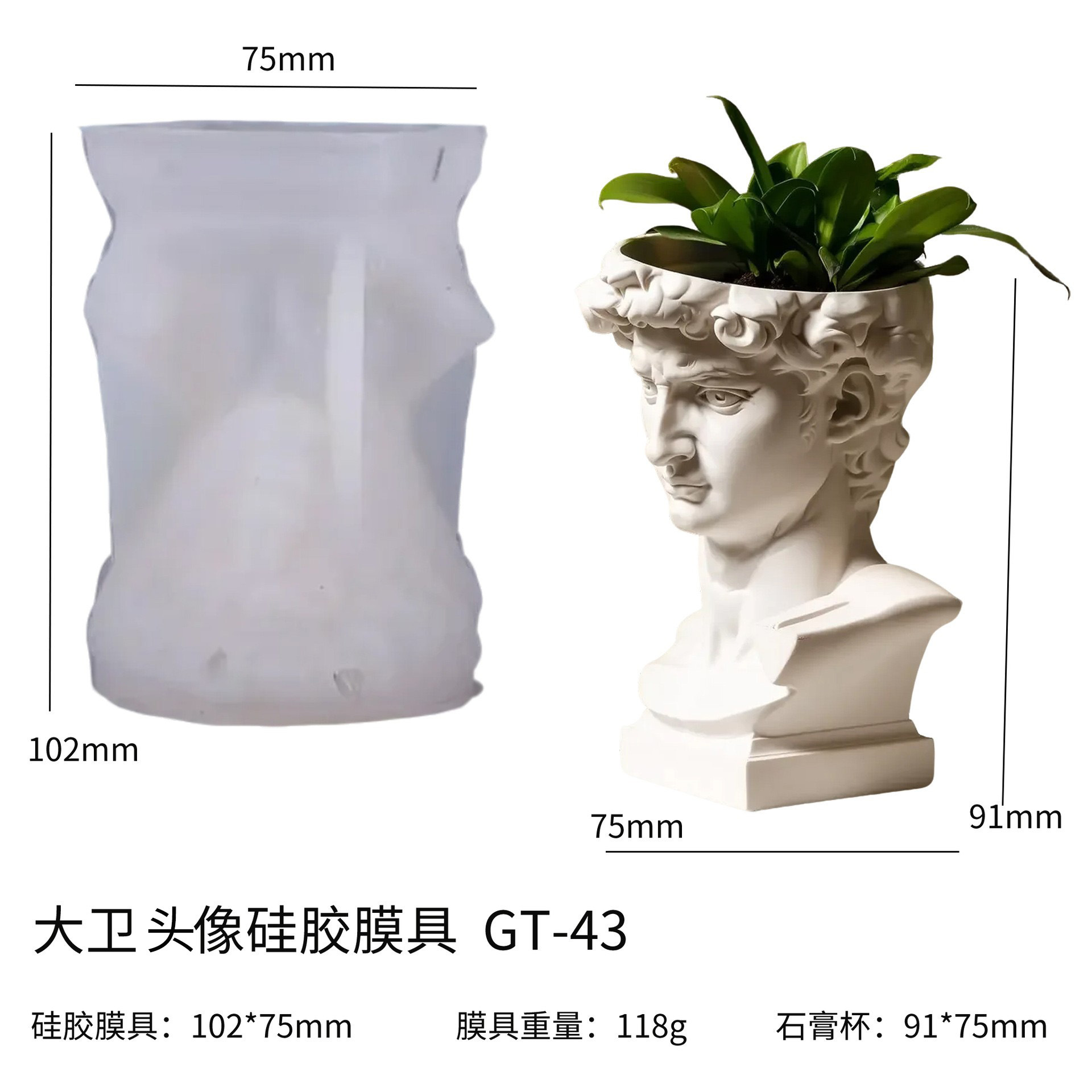 David หัวซิลิโคน Planter แม่พิ - Resin Art Sculptures บทวิจารณ์และราคา