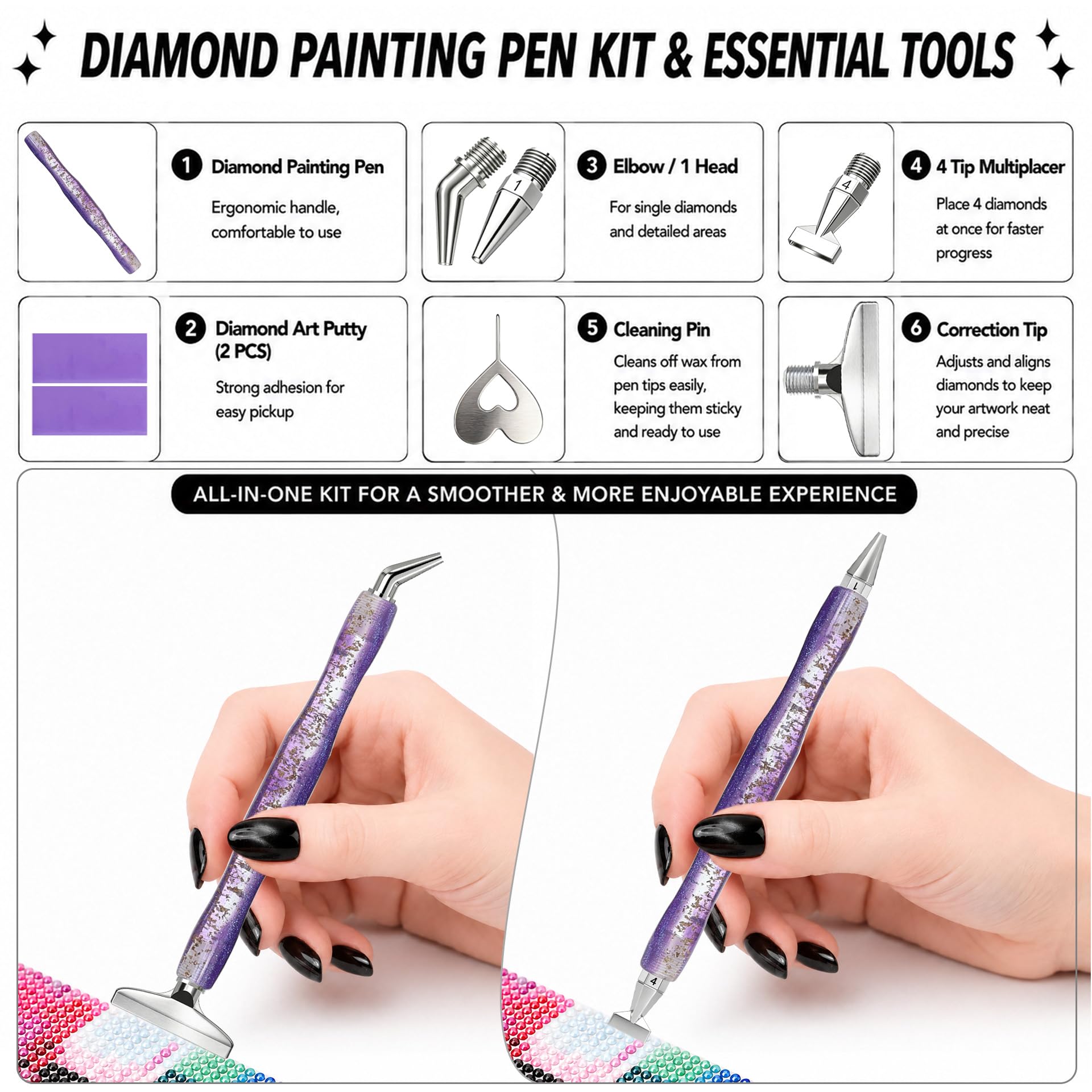 ปากกาสำหรับงานเพ้นท์เพชร ปลายโ - Resin Art Tools บทวิจารณ์และราคา