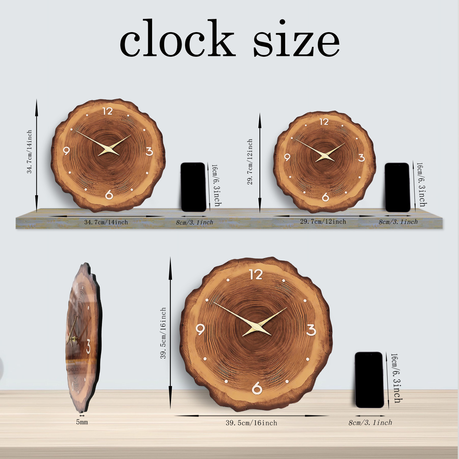 นาฬิกาแขวนไม้วีเนียร์แหวนไม้ 1 - Resin Art Wall Clock บทวิจารณ์และราคา